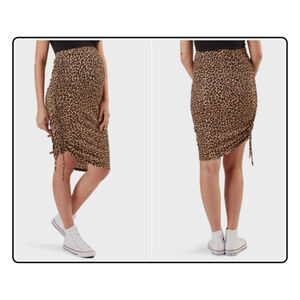Stowaway Collection Skirt Women Size M Leopard Over Under Cinch Hem Maternity